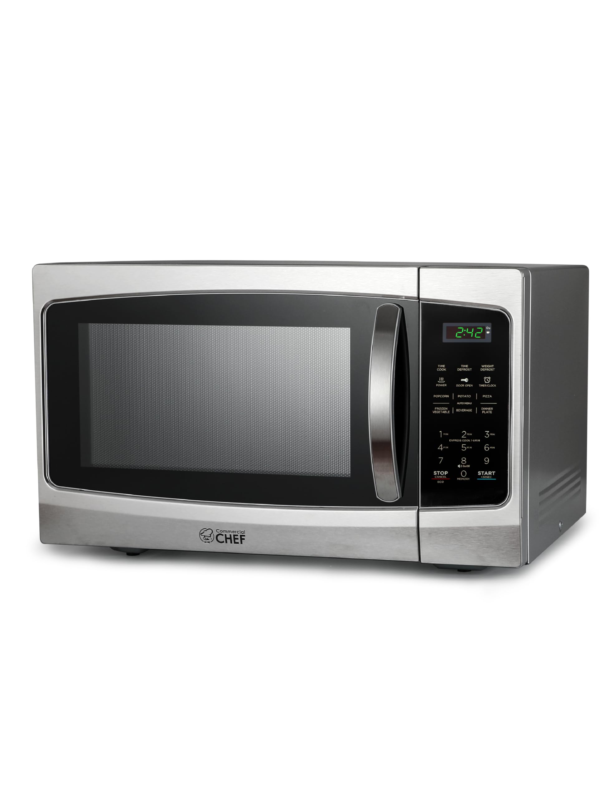 COMMERCIAL CHEF Microwave 1 3 Cu Ft with 10 Power Levels Microwave with Pull Handle Door Lock 1000W
