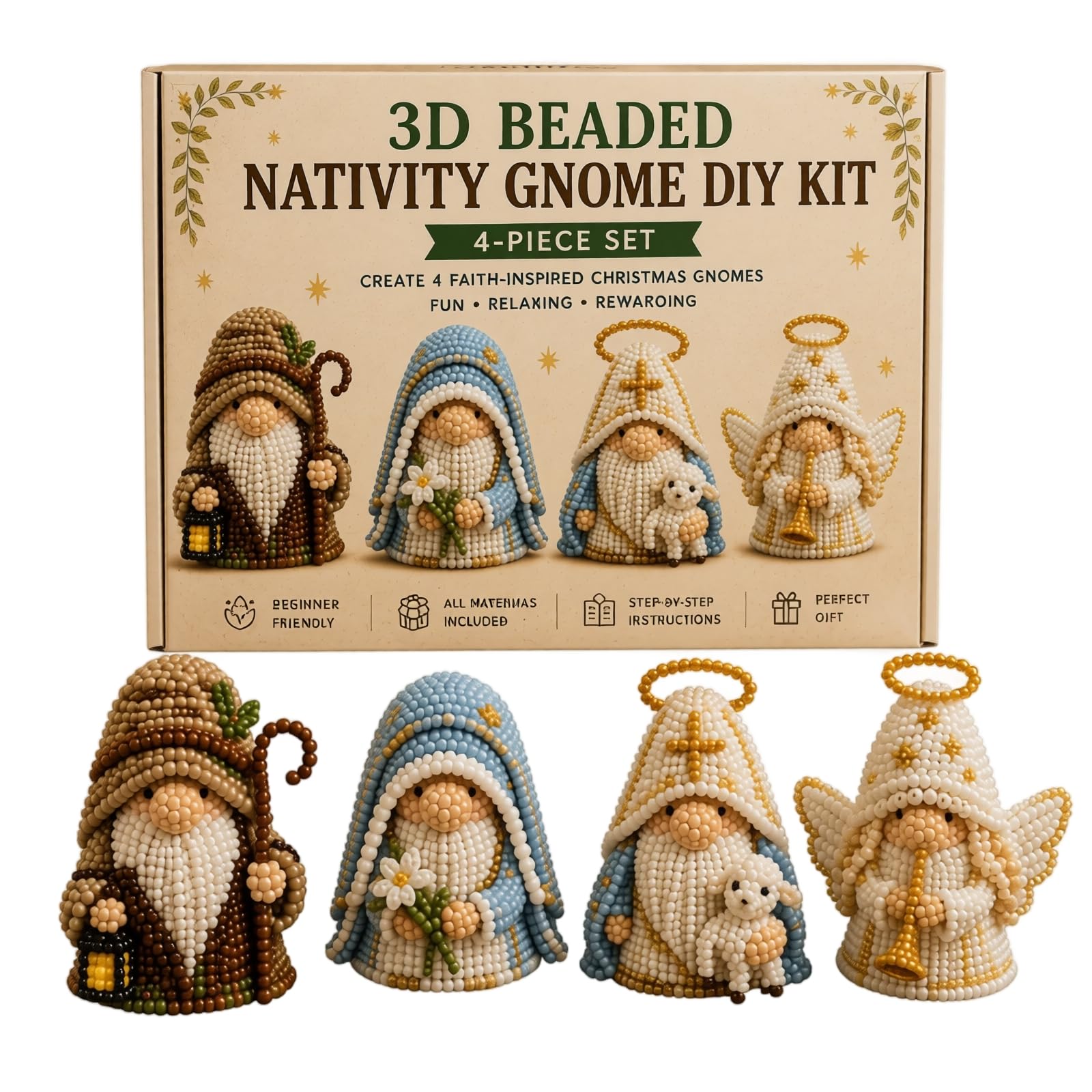 3D Beaded Craft Kit, Handmade Creative Jewelry Art Craft Kit for Kids,Teens & Adults, DIY Handmade Bead Art Set with Full Materials & Instructions (13 - Zwergs H)
