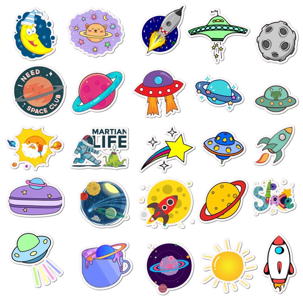 100 adesivi NASA spaziali, science fiction universum astronauta, confezioni di adesivi per bambini e ragazzi, capsula spaziale in vinile