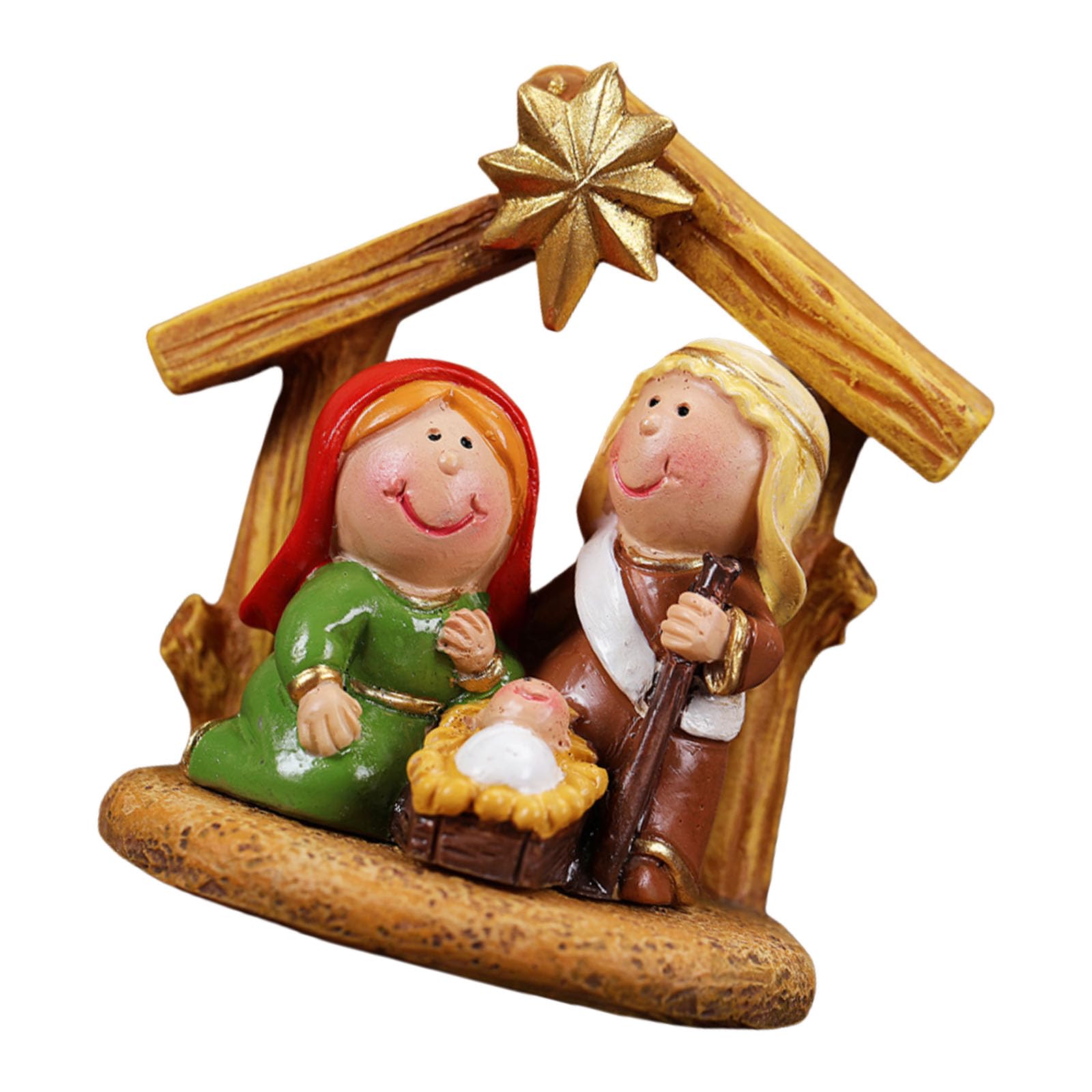 YROHGKPN Cartoon Nativity Scene Resins Miniature Statues Tabletop Decors Christmas Figurines for Holiday Display Ornament Gift Christmas Tabletop Decorations