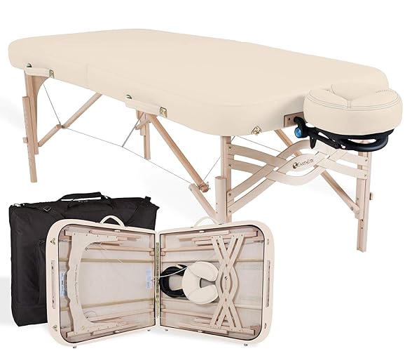 EARTHLITE Premium Portable Massage Table Package SPIRIT - Spa-Level Comfort, Deluxe Cushioning incl. Flex-Rest Face Cradle & Strata Face Pillow, Carry Case (30/32â x 73â) - Made in USA - Vanilla - 32