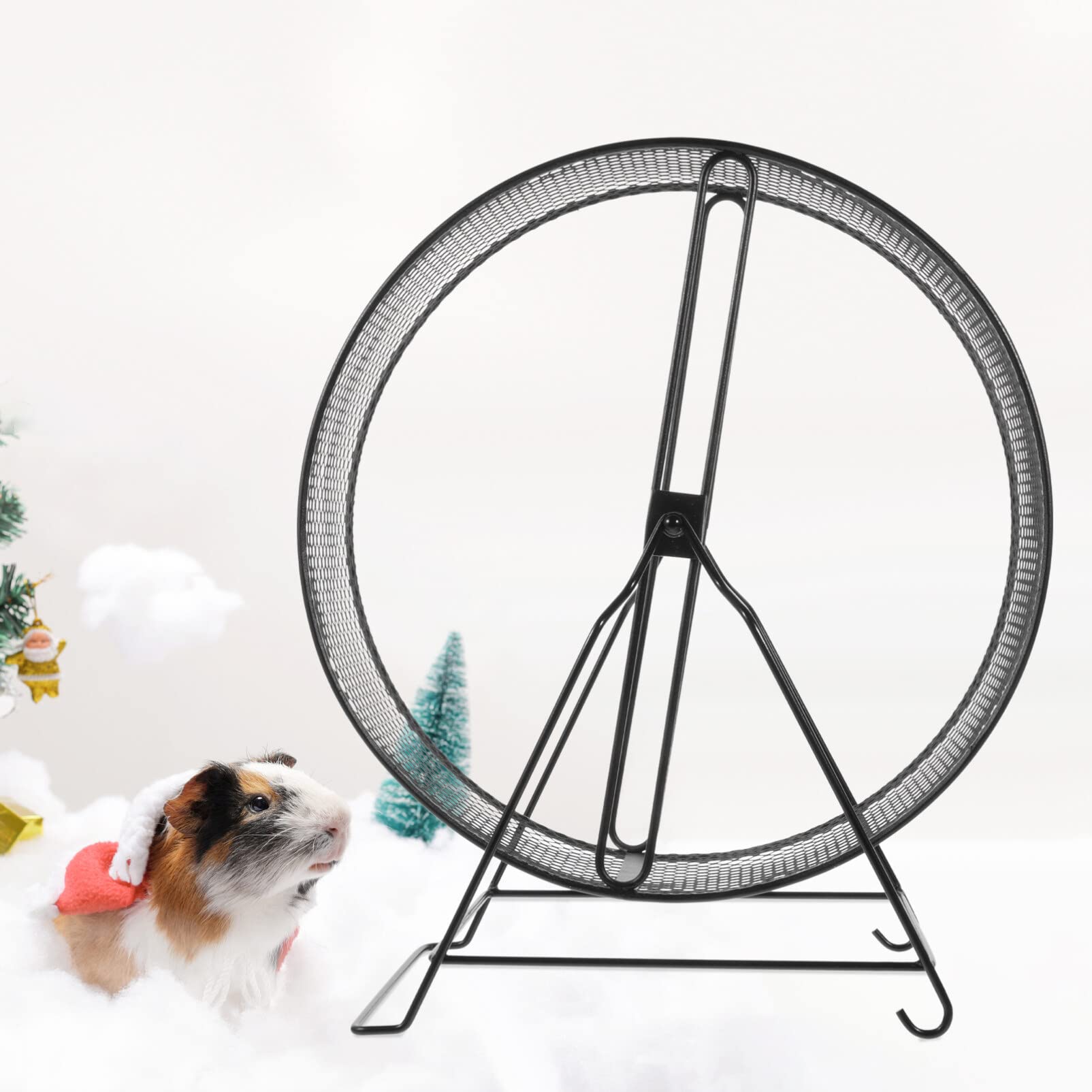 Rueda de Correr Silenciosa para Hámster con Soporte y Tornillo | Hierro Negro, para Mascotas Pequeñas, Ejercicio Diario, Uso en Jaula, Accesorio con Rack