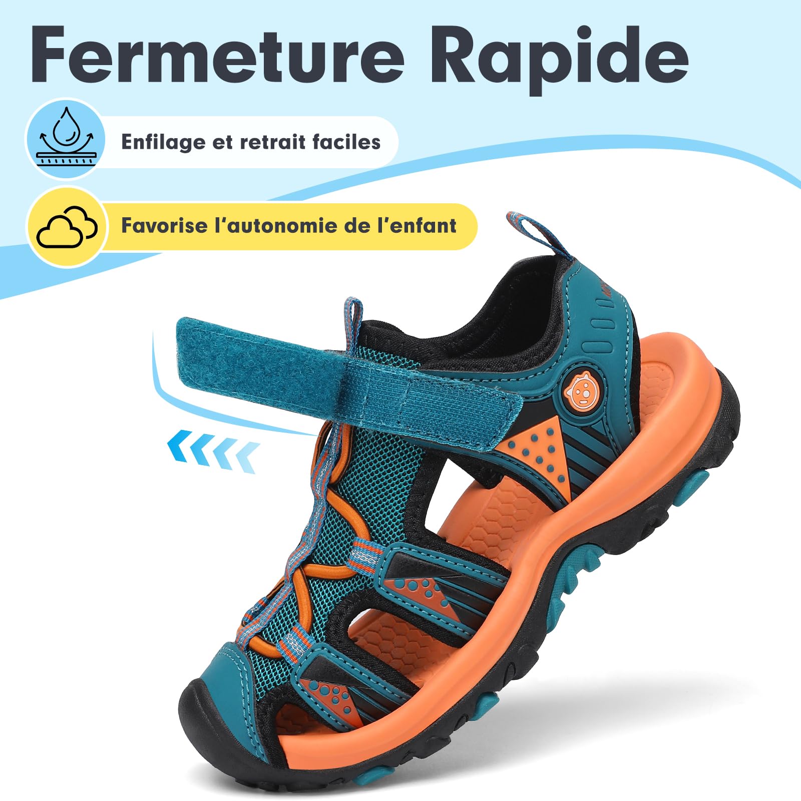 Mishansha Sandales Sport Garçon Bout Fermé Été Chaussure de Randonnée Enfants Respirantes 24-39 EU