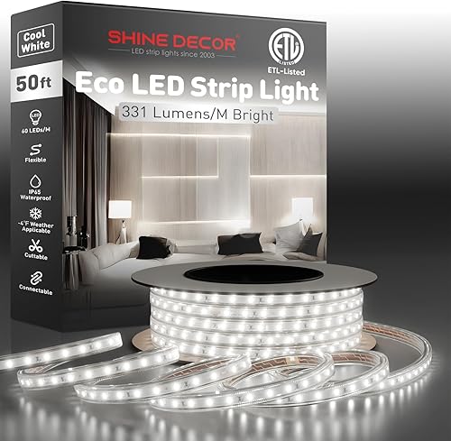 Miniatura 21 de Shine Decor Tira de luz LED fácil de conectar, 2800 K blanco cálido, resistente al frío, resistente a la intemperie para interiores y exteriores,