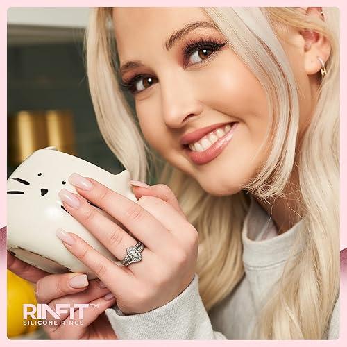 Miniatura 9 de Rinfit Anillos de silicona para mujer, juego de novia, anillo de compromiso o compromiso y juego apilable, anillos de boda de goma para mujer y