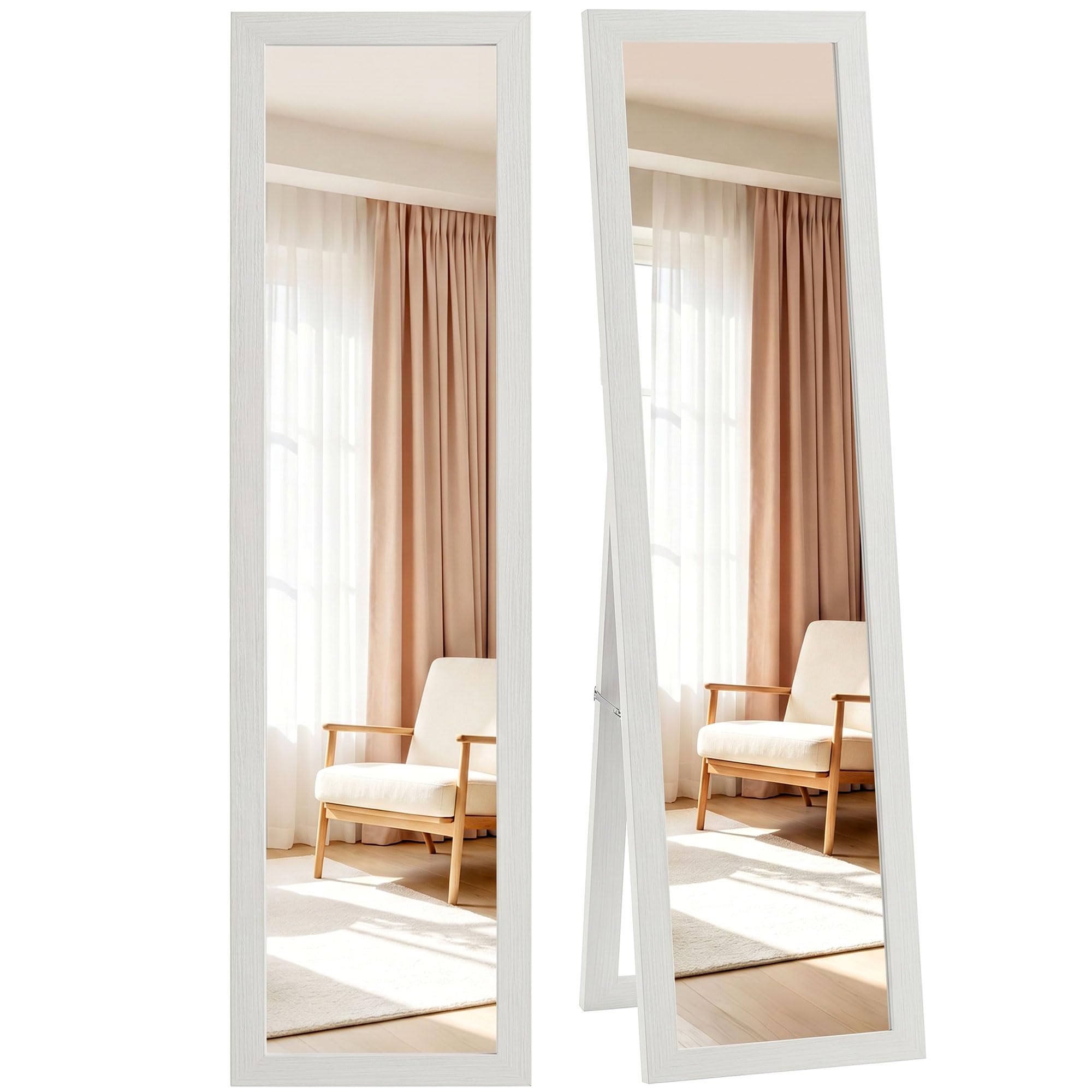 HOMCOM Full Length Mirror - Farmhouse Wall Mirror - Hanging & Freestanding  | TJ Hughes
