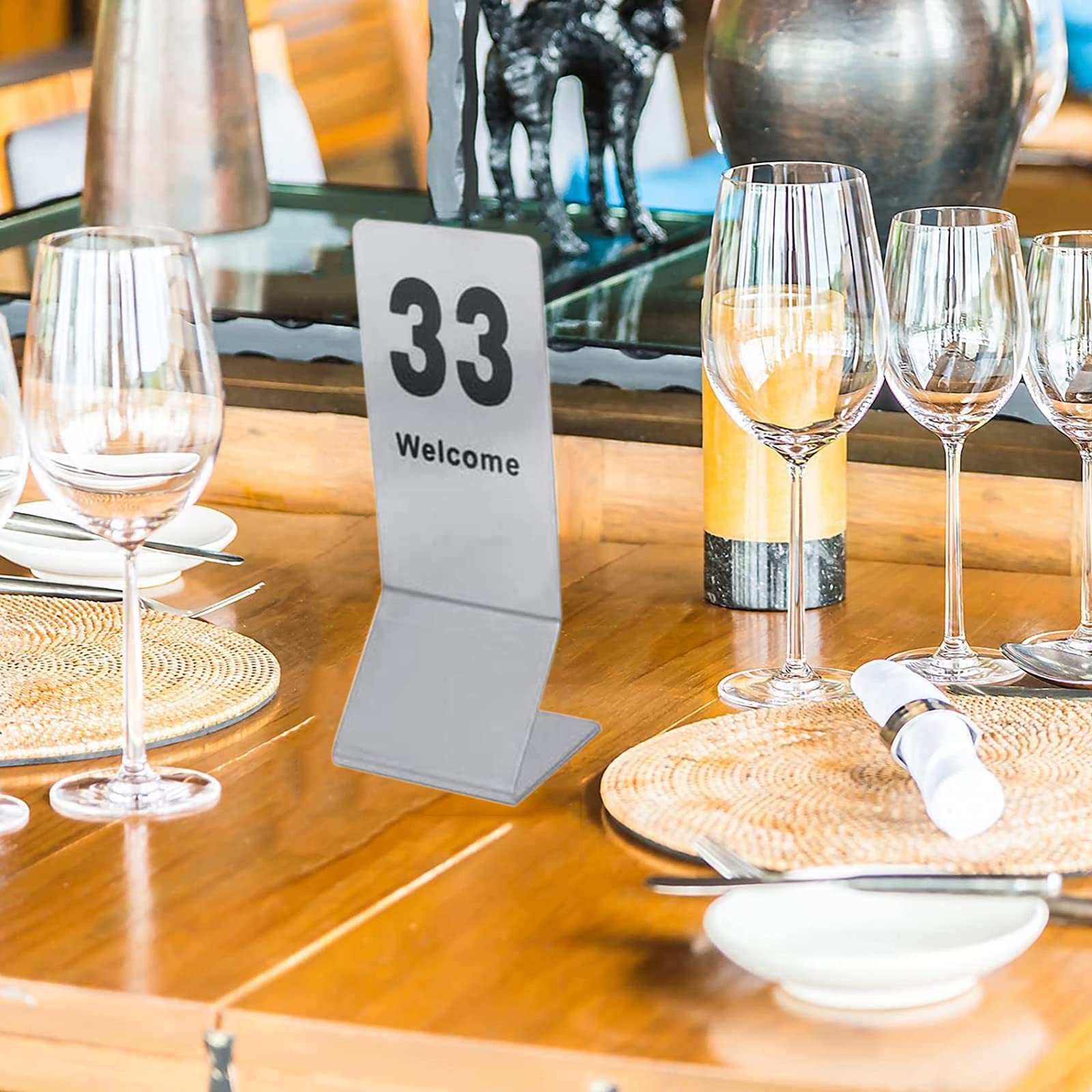 MBROS Números de Mesa de Doble Cara 1-25 1-50 Números de Mesa de Acero Inoxidable Carteles de Tarjetas para restaurantes, Bodas, Bares, Cartel Digital Reservado de Mesa