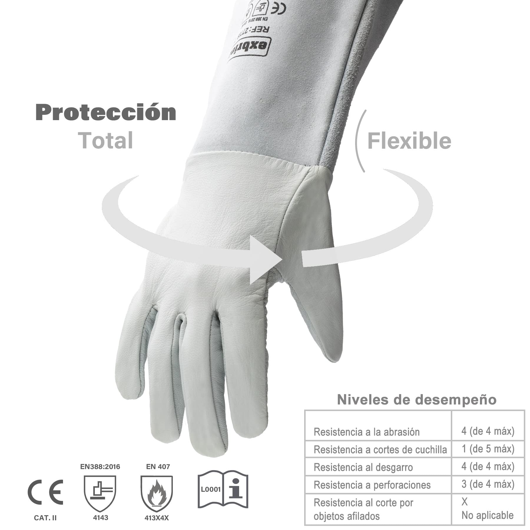 1, 2, 3 o 6 Pares de Guantes de Trabajo, Guantes de Protección de Piel Vacuno, Guantes de Cuero, Protección de Antebrazo, Protección a la Abrasión, Antidesgarros, Jardinería y Soldadura.