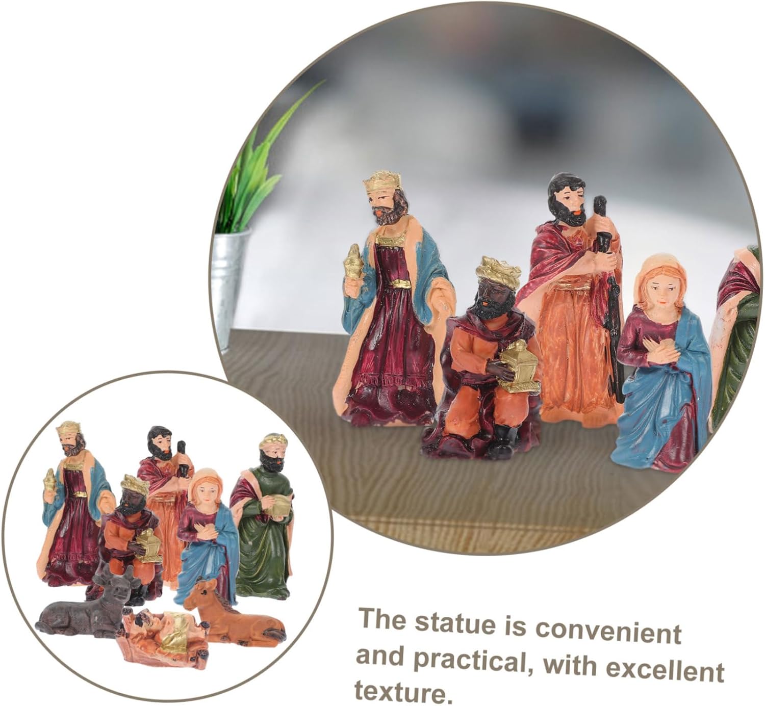 Jesus Nativity Ornament Set 8-Piece Religious Christmas Decor Lifelike and Delicate Nativity Scene