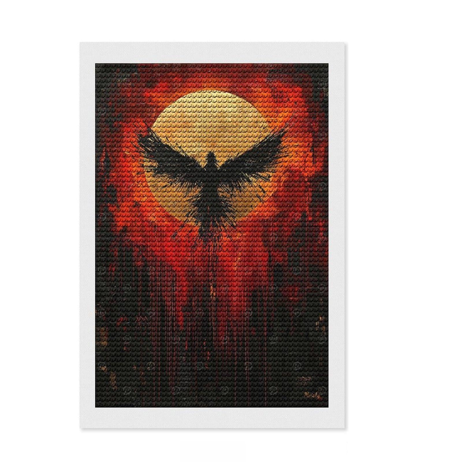 Junmoney Rise of The Phoenix Contemporary Expressionist Artwork Diamond Painting Canvas Set 8"x12", Neat Printed Canvas, Creative Leisure Activity, Cosy Home Accent