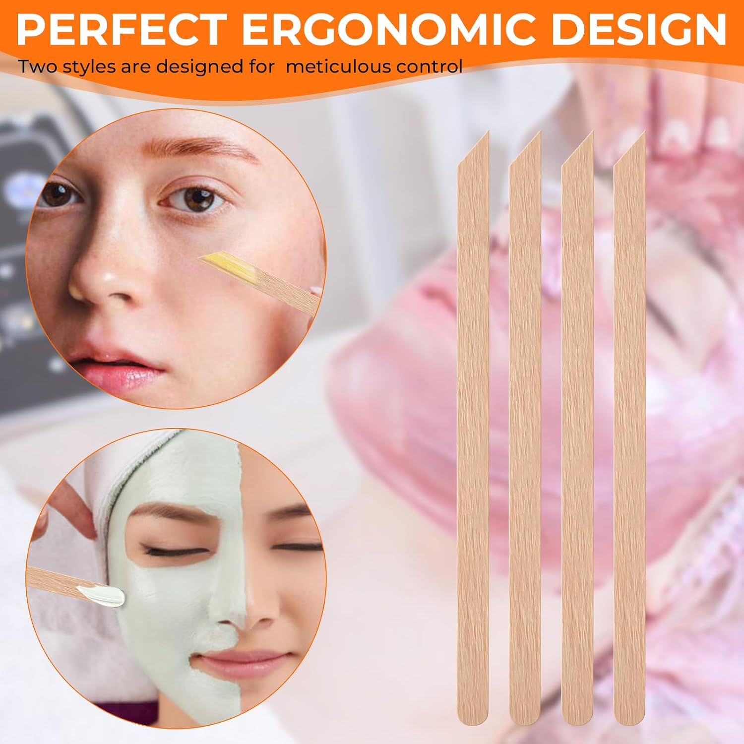 400pcs Wooden Wax Sticks - Slanted Wax Applicators for Eyebrow Lip Nose, Disposable Craft Sticks
