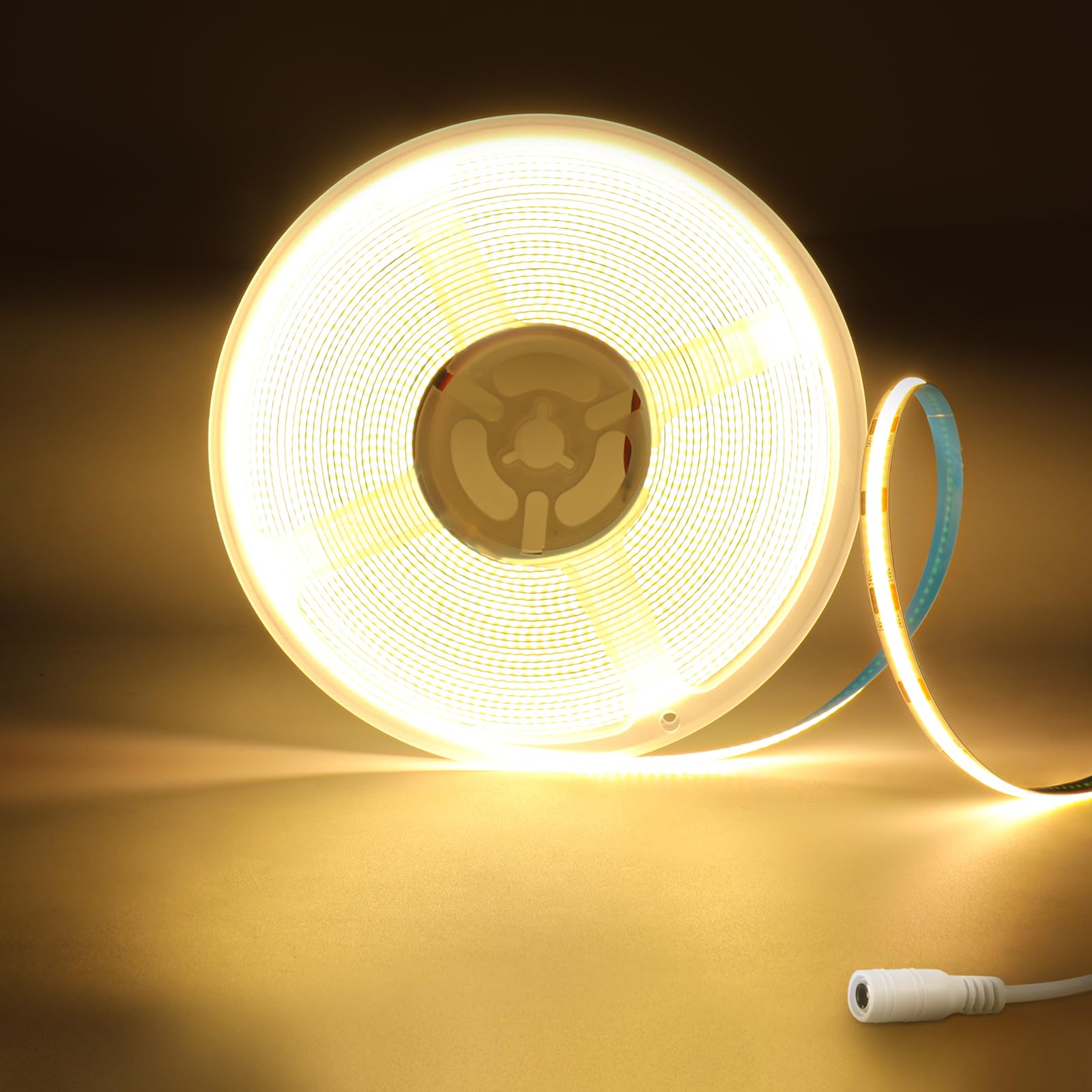 JINABLOSSY 24V Striscia LED COB 5M Bianco Naturale 3000K CRI 93+ Alta Densità 1600 LEDs Alta Luminosità Luci LED per Soggiorno Natale Bar Decorazioni(Solo Striscia)