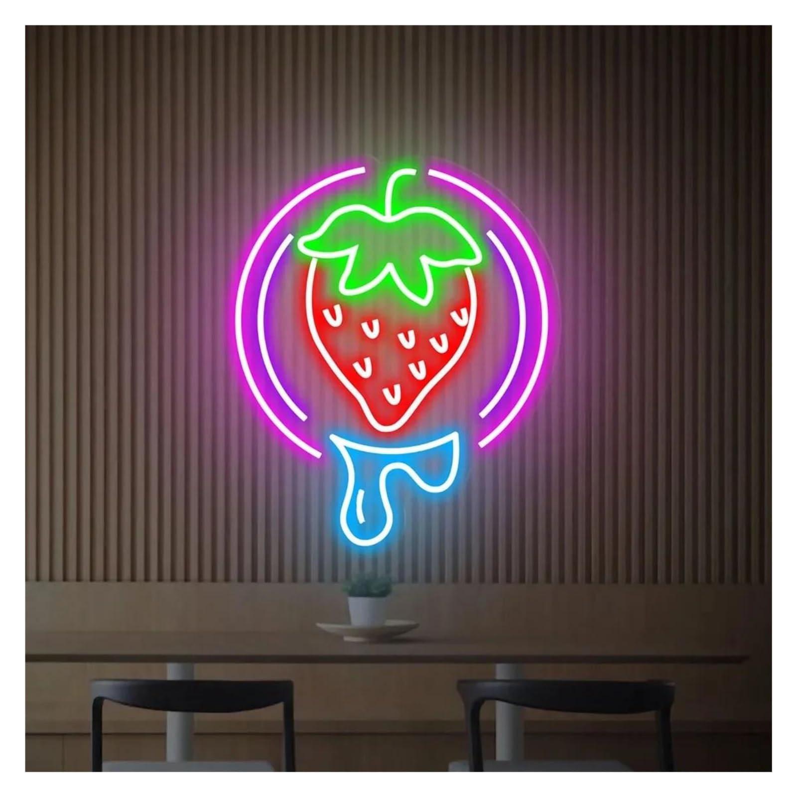 LEMST Signs Lamp Strawberry Neon Sign USB Powered Dimmable Light for Fruit Shop Restaurant Bar Club Home Wall Decor 14.96inx12.2in(E)