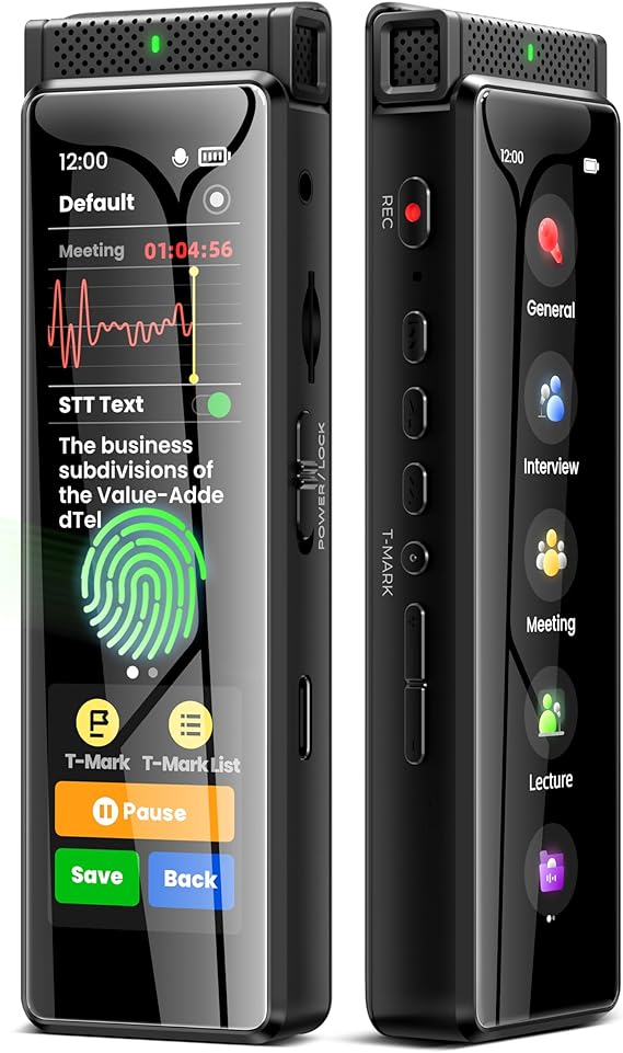 136GB Digital Voice Recorder with Playback, Innioasis R1 Full Touchscreen Voice Recorder with Bluetooth, Voice Activated Sound Audio Recorder Device with Mic (Black)
