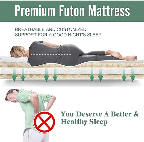 Miniatura 2 de NeuType Colchón futón para dormir en el suelo para adultos niños adecuado para campamento viajes por carretera habitación de invitados colchón futón
