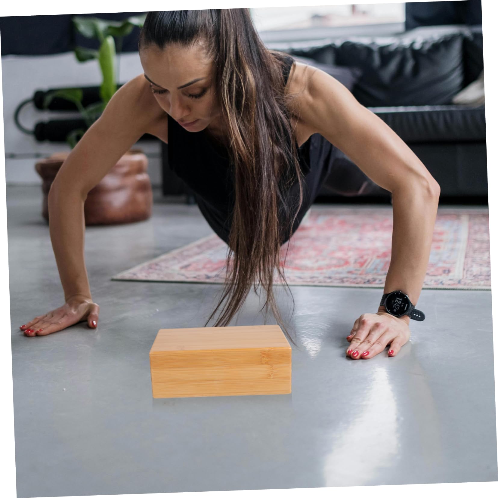 WOONEKY Bloque de Yoga y Superficie Lisa de Bambú Natural para Entrenamiento Seguro Adecuado para Ejercicio de Yoga y Fitness en Casa