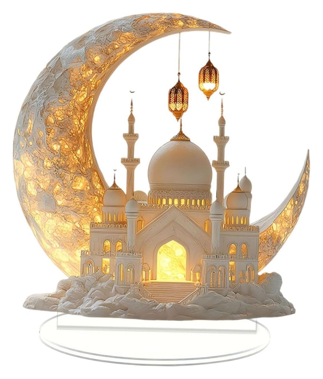 Ptrecniok Ramadan Decorations For Home Table， Eid Mubarak Decoration Acrylic Islam Celebration Handicraft Gift Moon Sculpture Ramadan