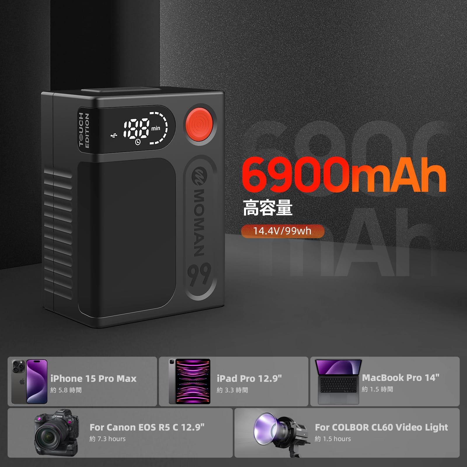 Amazon | Vマウントバッテリー, Moman Power 99 Touch USB-C/USB-A/D 