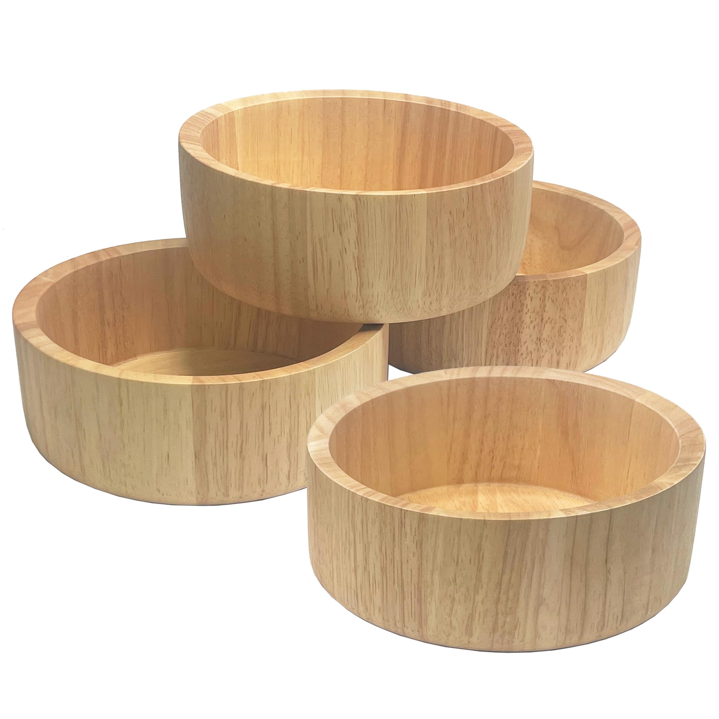 Woodard & Charles - Juego de 4 cuencos individuales de madera, cuencos para servir aperitivos, 6 1/2 x 2 1/2 pulgadas