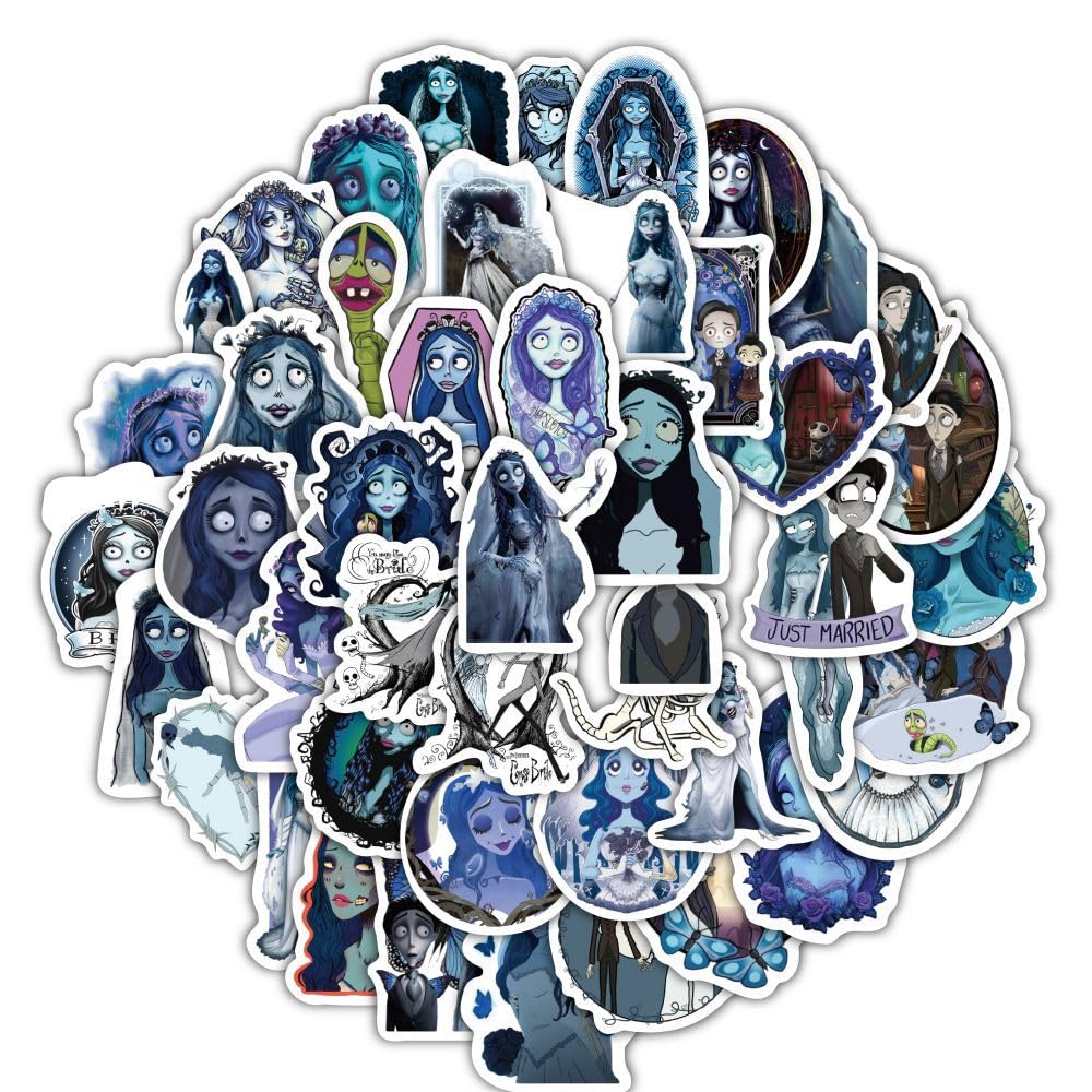 Feidiao Multicolor Zombie Bride Sticker Graffiti Decal Victor & Corpses Bride Figure Stickers For Tablet Cup Skateboard Bike Helmet Decoration 60Pcs