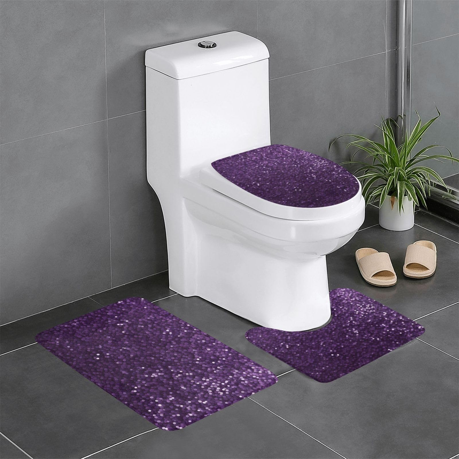 Tapis de bain antidérapant évite les glissades lot de 3 violet absorbant