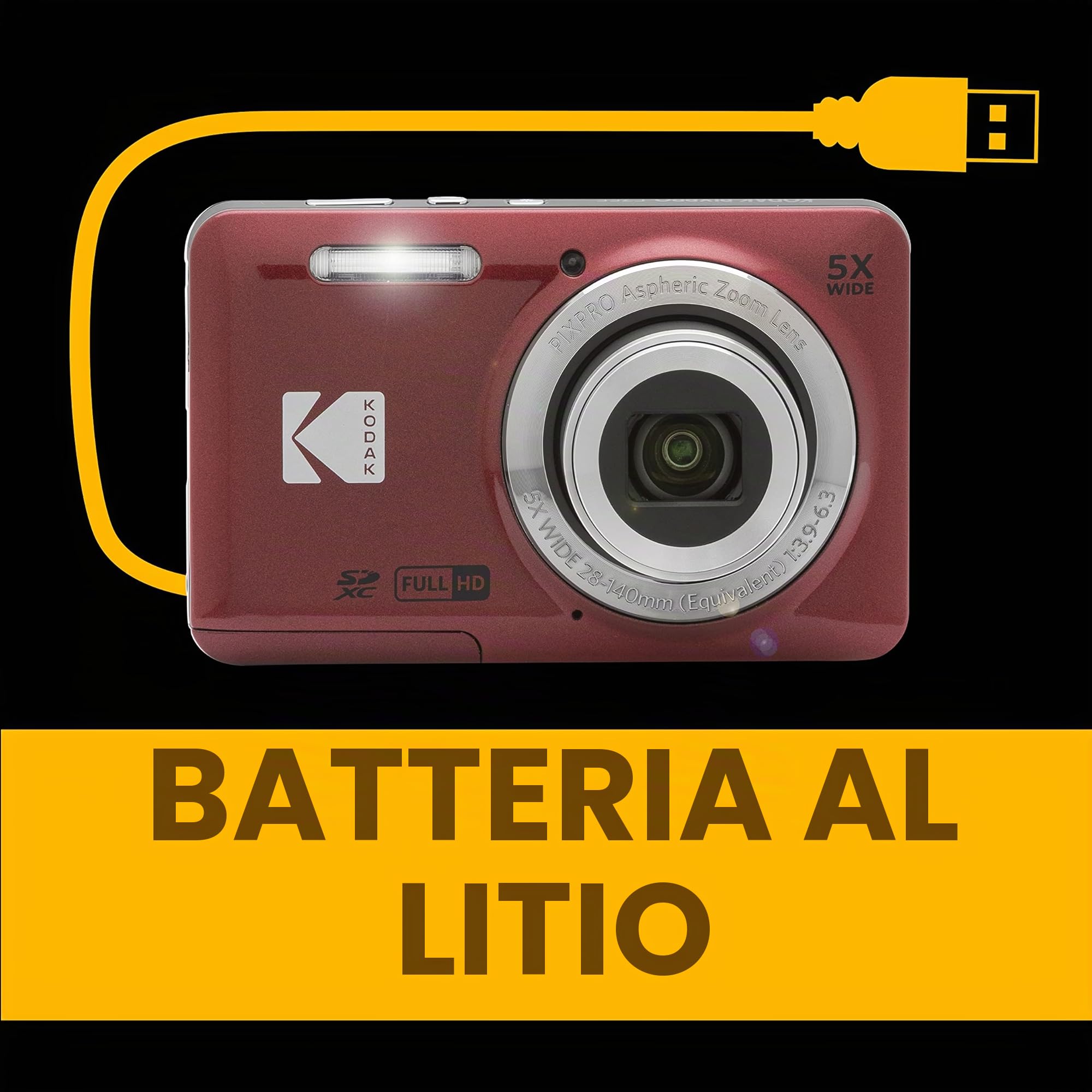 KODAK PIXPRO FZ55 1/2.3" Fotocamera compatta 16 MP CMOS 4608 x 3456 Pixel Rosso