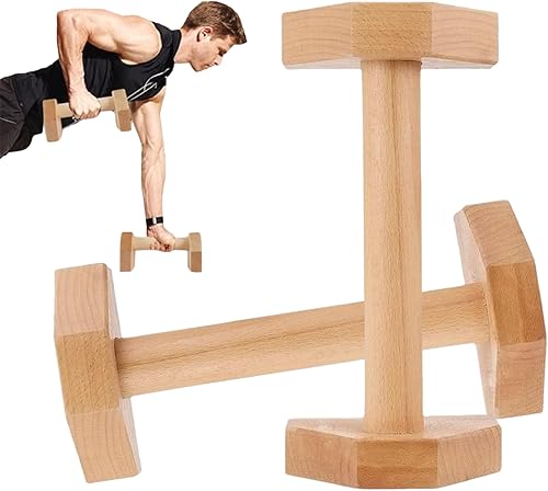 Miniatura 4 de 1 par de asas de empuje para piso de 10 pulgadas, barra de empuje de madera resistente, asas antideslizantes para gimnasio en casa