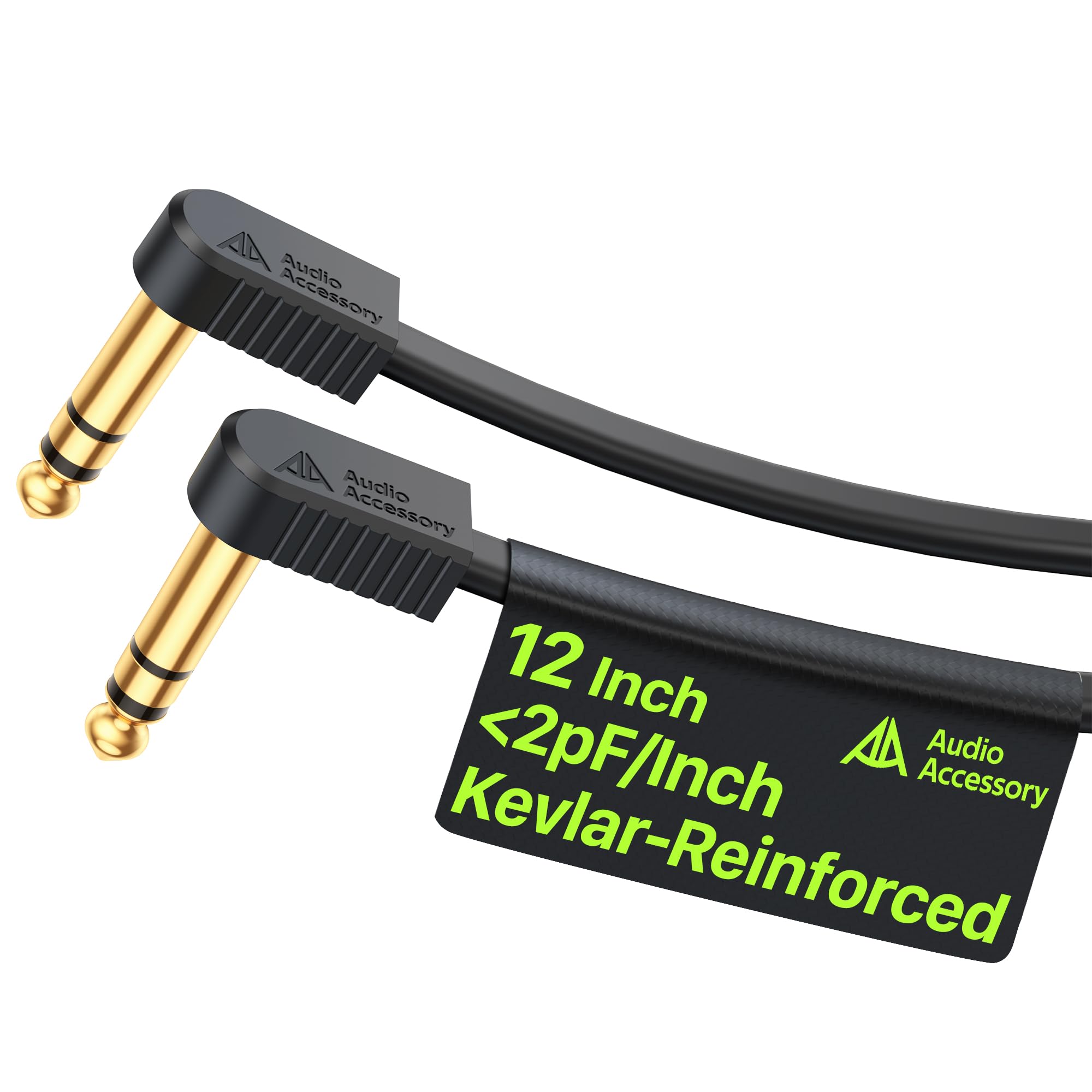 TRS Patch Cable 12 Inch, Gold-Plated Flat Ribbon Stereo Guitar Patch Cable, Built-to-Last…