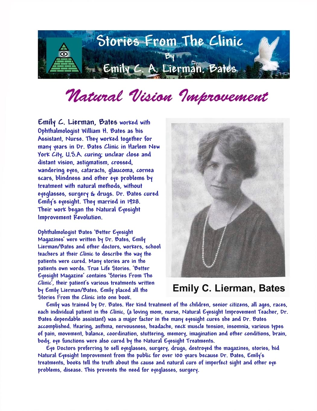 Stories From The Clinic By Emily C. A. Lierman, Bates: Natural Vision Improvement (Black & White Edition)