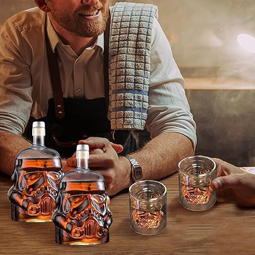 Miniatura 4 de Tfwadmx Decantador de whisky creativo transparente de 25.4 fl oz, jarra de whisky para vino escocés, vodka alcohol licor Stormtrooper botella