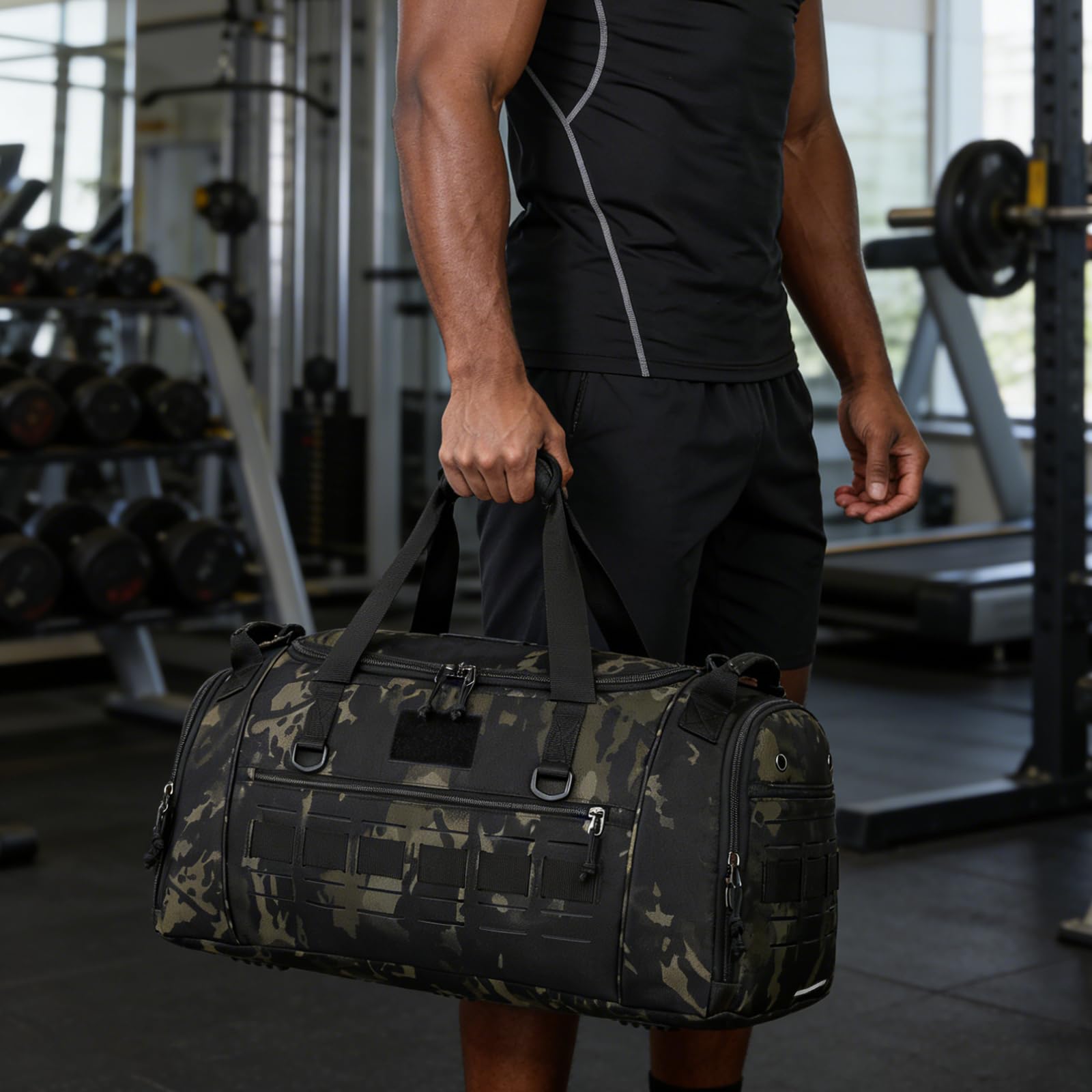 Borsone sportivo per uomo e donna, mimetico, 23 Inch, Borsa da palestra tattica per uomo 45L Militare Sport Duffle Bag