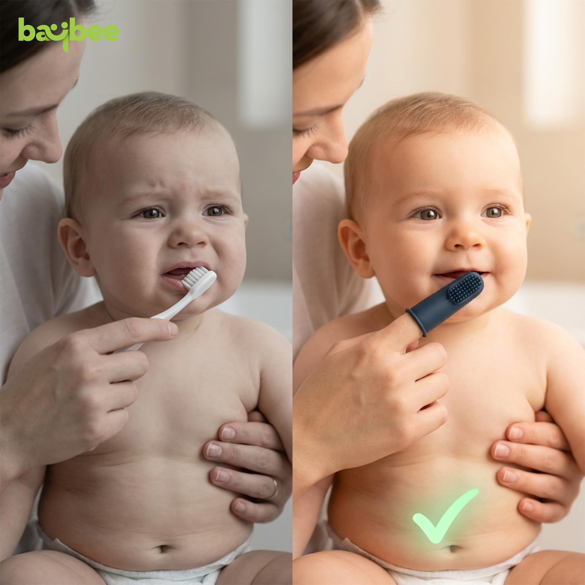 Baybee Ultra Soft Baby Toothbrush | BPA-Free Smooth Silicone Bristles | Easy Grip, Great For Massaging & Cleaning Gums Toddler Tooth brush | kids Safe and Effective Oral Care Toothbrush For 3M+ (Blue) 4