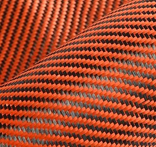 GatherTOOL 1PC Carbon Aramid Fiber Hybrid Fabric Cloth 50cm Width and 100cm Length Orange Twill Weave 190gsm