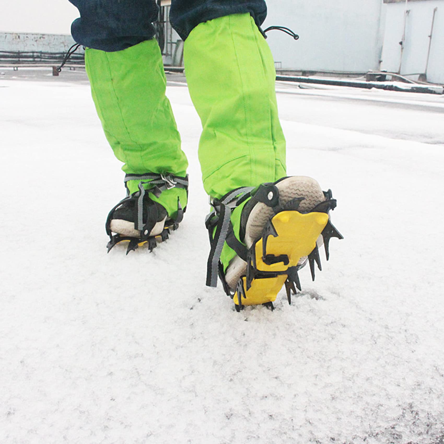 Crampons à neige en acier à 18 dents en caoutchouc TPE extensible et manganèse - Couvre-bottes réglables pour randonnée, marche sur glace et saleté