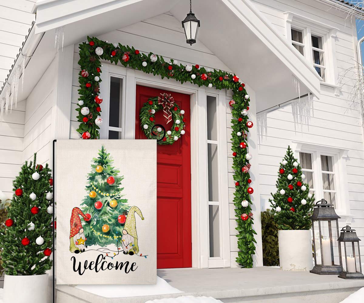 BLKWHT Weihnachtsbäume Gartenflagge – Doppelseitig, Jute, 30,5x45,7 Cm, Wetterfest, Für Ständer