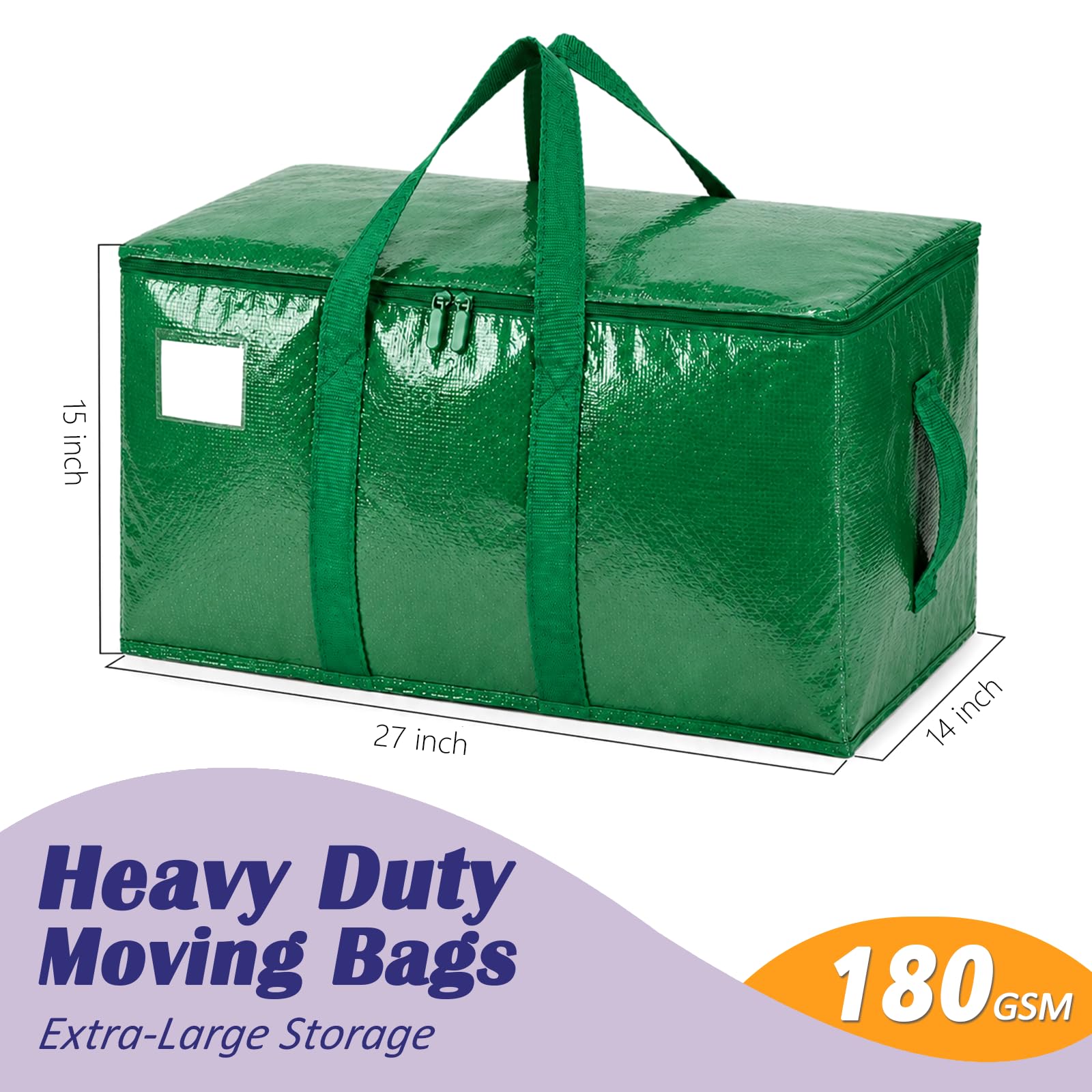 Songrey Extra Large Heavy Duty Moving Bags, 6 Pack, Dark Green view 2