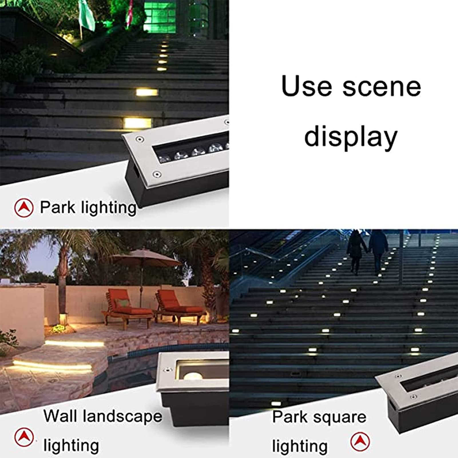 Luces led exterior suelo Rectángulo foco empotrable aire libre IP67 a prueba de agua focos led exterior empotrables suelo para terraza, jardín, pasillo de piscina(Azul,18W)