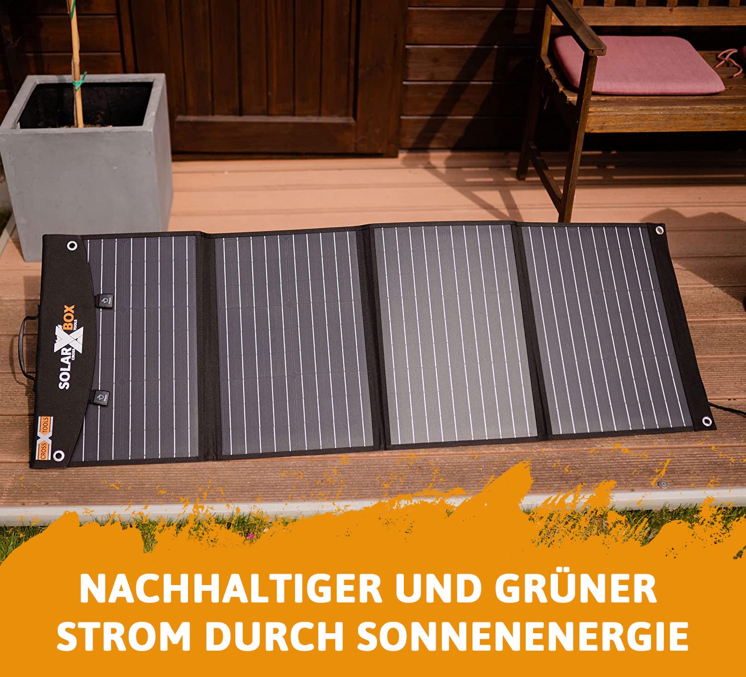 Cross Tools Solarbox 120 Składany Panel Słoneczny 120 W (W Zestawie 5 M Kabel Solarny/Usb-C/Usb 3.0, Panel Słoneczny Na Kemping, Festiwal, Do Kampera, Odporny Na Deszcz