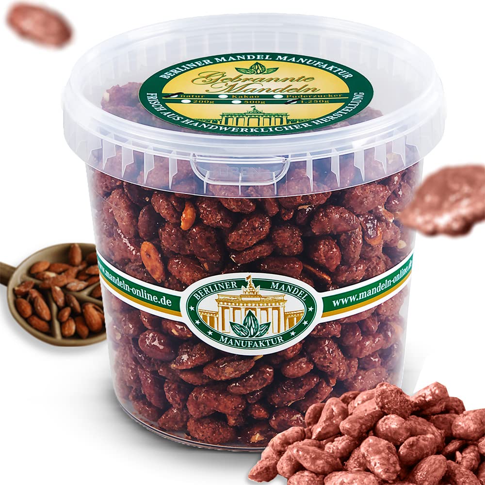 1x1250g gebrannte Mandeln, Vegan, Gebrannte Mandeln Großpackung, ohne Zusatzstoffe und Geschmacksverstärker, Süßigkeiten Weihnachten, spanische Largueta Mandeln