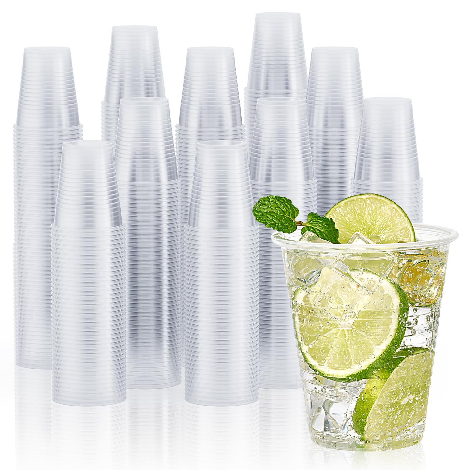 Vplus 2000 Pack 12 OZ Clear Plastic Cups 12 Ounce Disposable Drinking Cold Water Party Bulk Plastic Cups