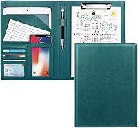 Vista 14 de WAVEYU Carpeta para CV, Portadocumentos, Portapapeles de piel sintética con cubierta para soporte legal, tamaño A4, para bloc de notas