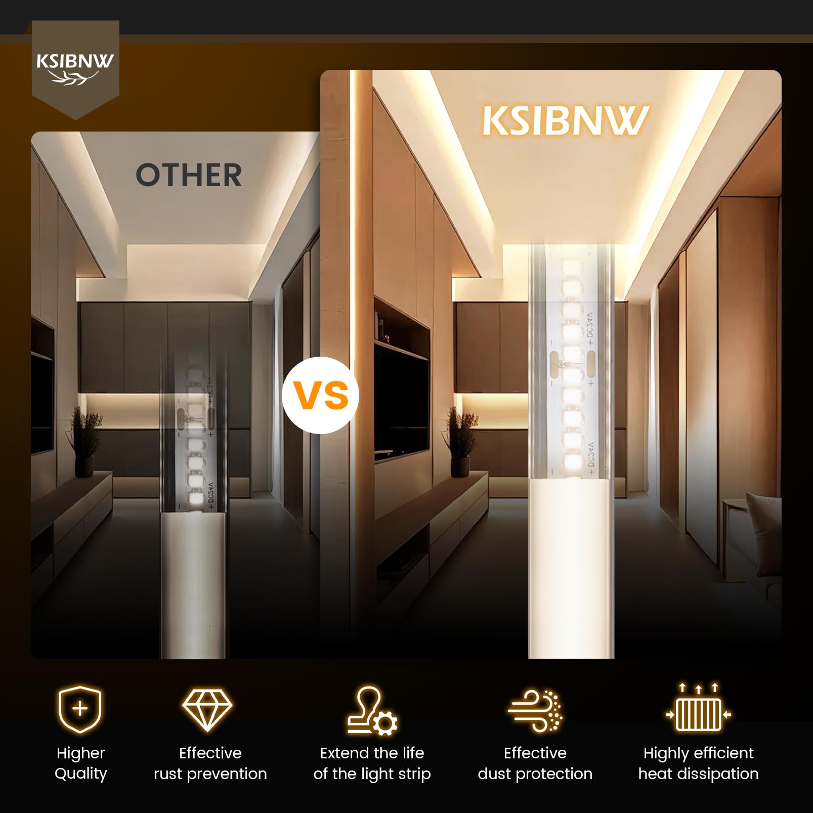 KSIBNW LED Profil Aluminium 1M 10Stück, U-Form Aluprofil Schiene Indirekte Beleuchtung Kanal mit Milchiger Abdeckung, Endkappen, Montageclips Diffusor für 8mm 10mm Breite LED Leiste Streifen Strip