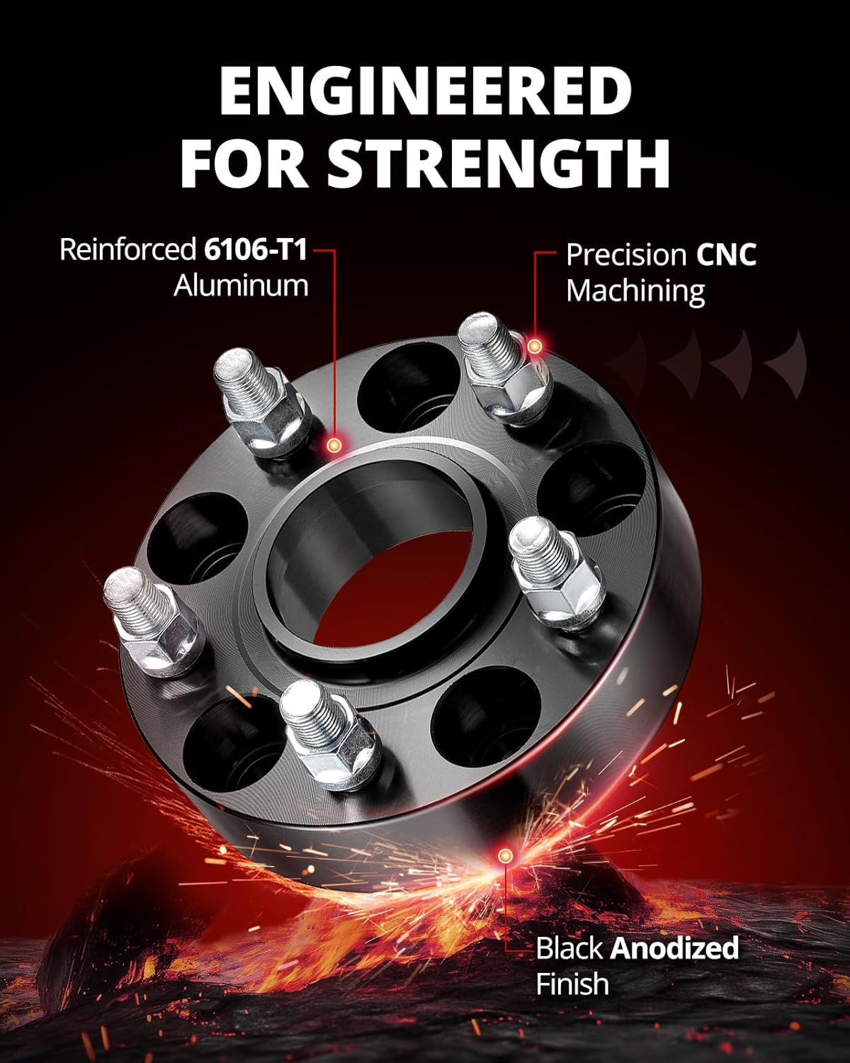 EVIL ENERGY 5x5 Wheel Spacers 1.5 inch Compatible with Jeep Grand Cherokee 2011-2023, 5x127 mm Hubcentric with Lip 5 Lugs 71.5 mm Hub Bore M14x1.5 Studs Wheel Spacer Black