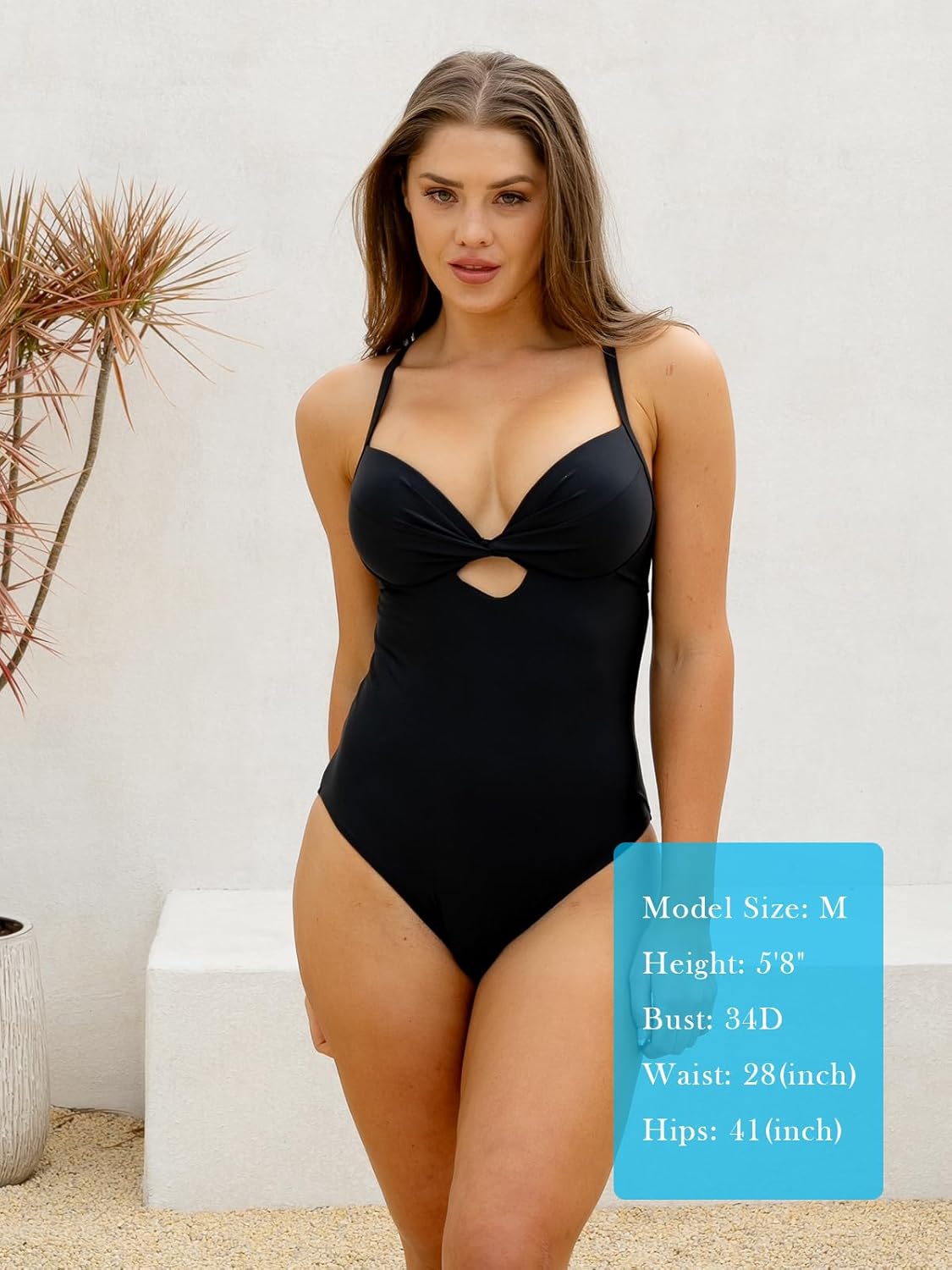 Colloyes Women's Push Up Twist Front Cutout One Piece Swimsuits Crisscross Back Bathing Suits Adjustable Straps Swimwear - Image 6