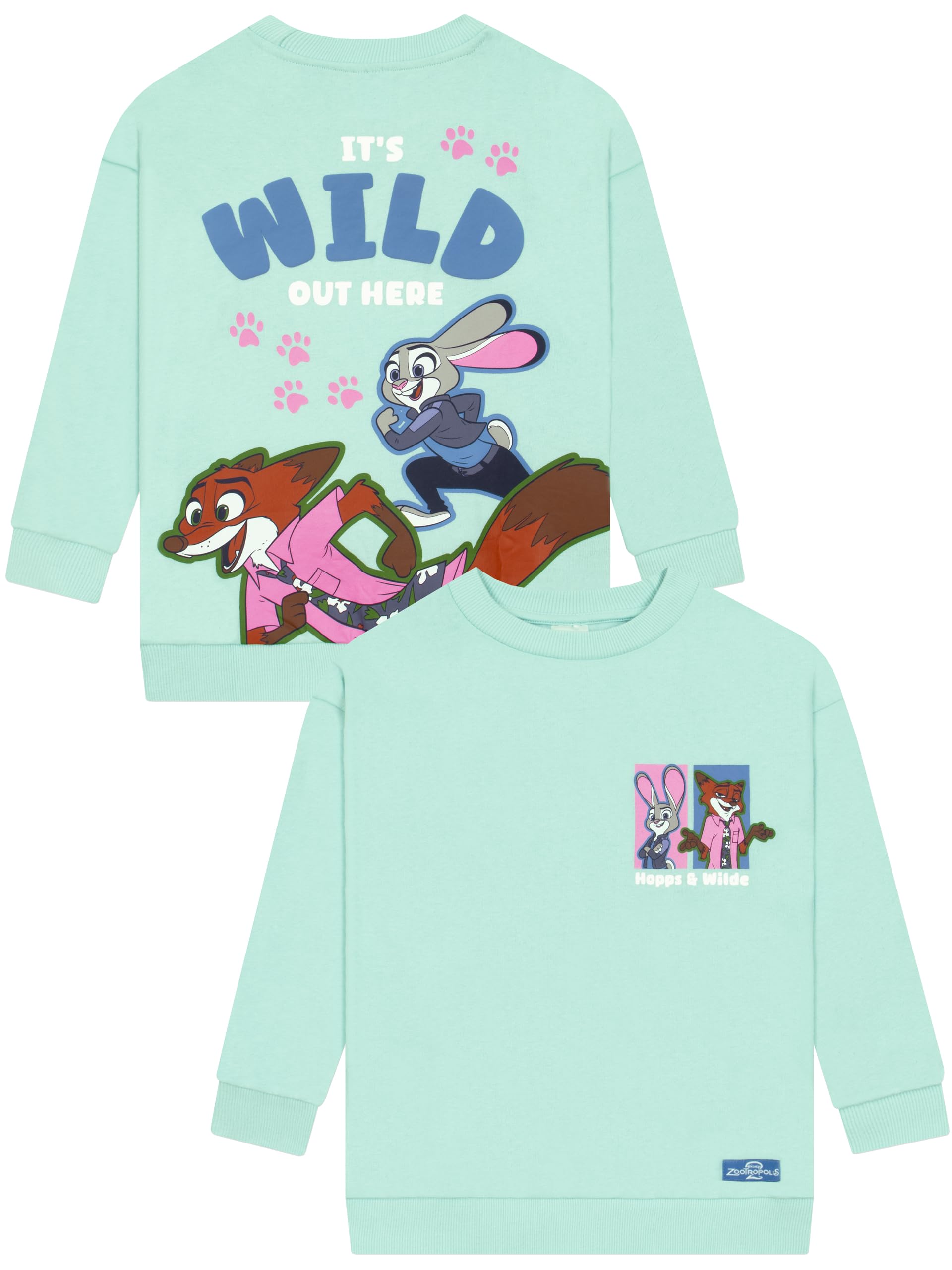 Disney Zootropolis Girls Jumper, Nick Wilde And Judy Hopps Girls Sweatshirt, Cotton Kids Sweatshirt 9-10 Years Green