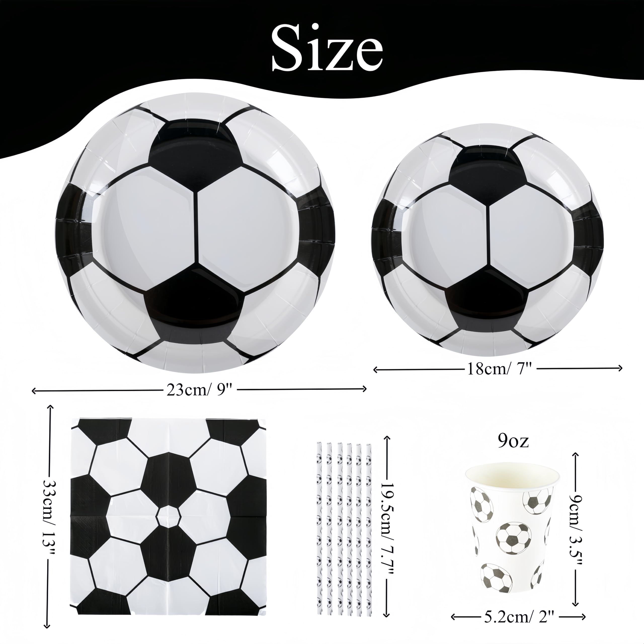 CEILIWEN Set Completo per Feste a Tema Calcio 125PCS - 25 Piatti di Carta Premium (9” & 7”), Bicchieri, Tovaglioli e Cannucce - Decorazioni per Compleanni a Tema Mondiali e Sportivo