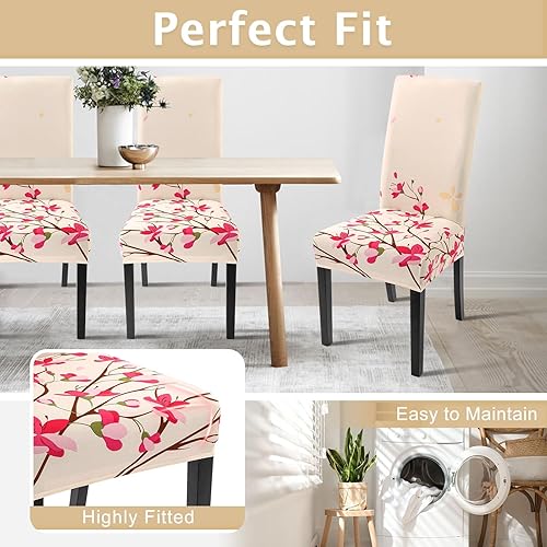Miniatura 7 de SearchI Juego de 4 fundas para sillas Parsons de comedor, de elastano, súper ajuste, elásticas, extraíbles y lavables, fundas protectoras para