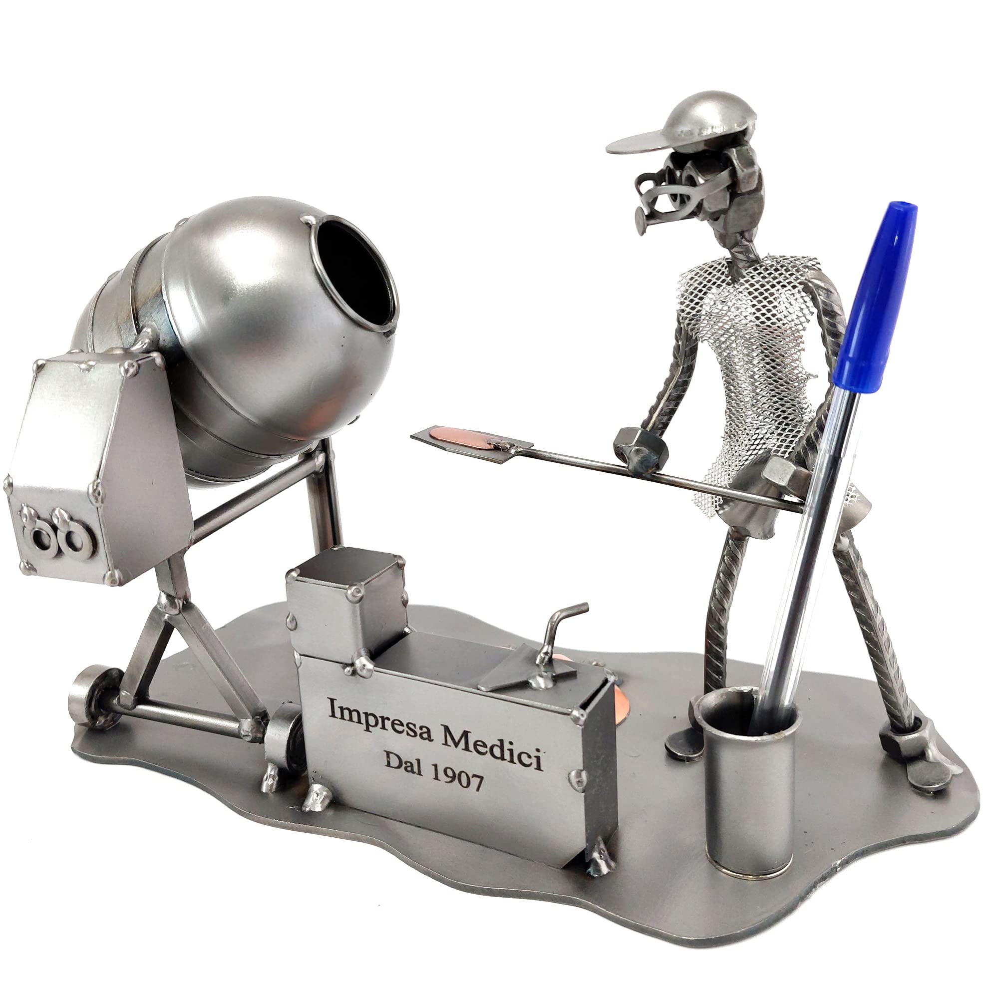 MURATORE CON BETONIERA IN METALLO CON VITI BULLONI CHIODI DI METAL IDEA - IDEA REGALO ORIGINALE - 100% ARTIGIANALE - MADE IN ITALY - PERSONALIZZABILE