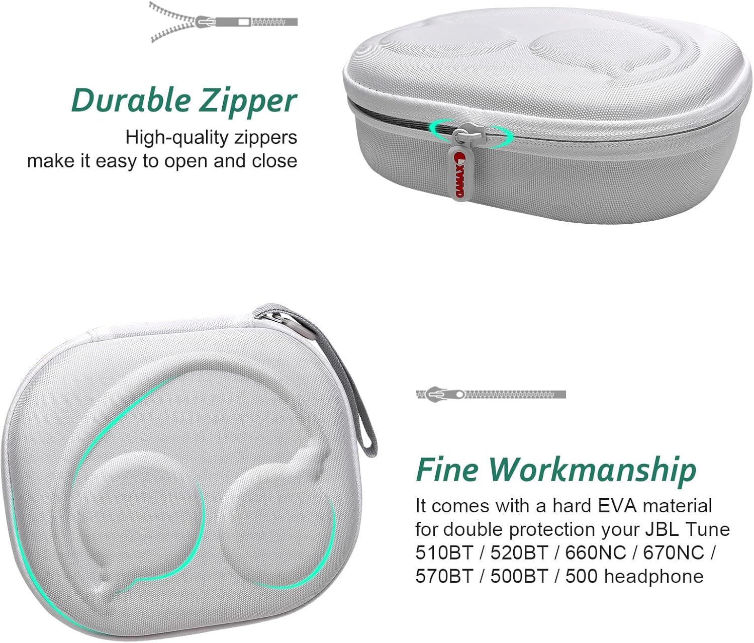 XANAD Hard Case for Bose QuietComfort, QC Ultra, QC 45, QC 35, QC45 SE, QC SE or Skullcandy Crusher Evo, Hesh ANC, Hesh Evo, Crusher ANC 2, Crusher, Riff 2 Noise Headphones (White) - Image 6