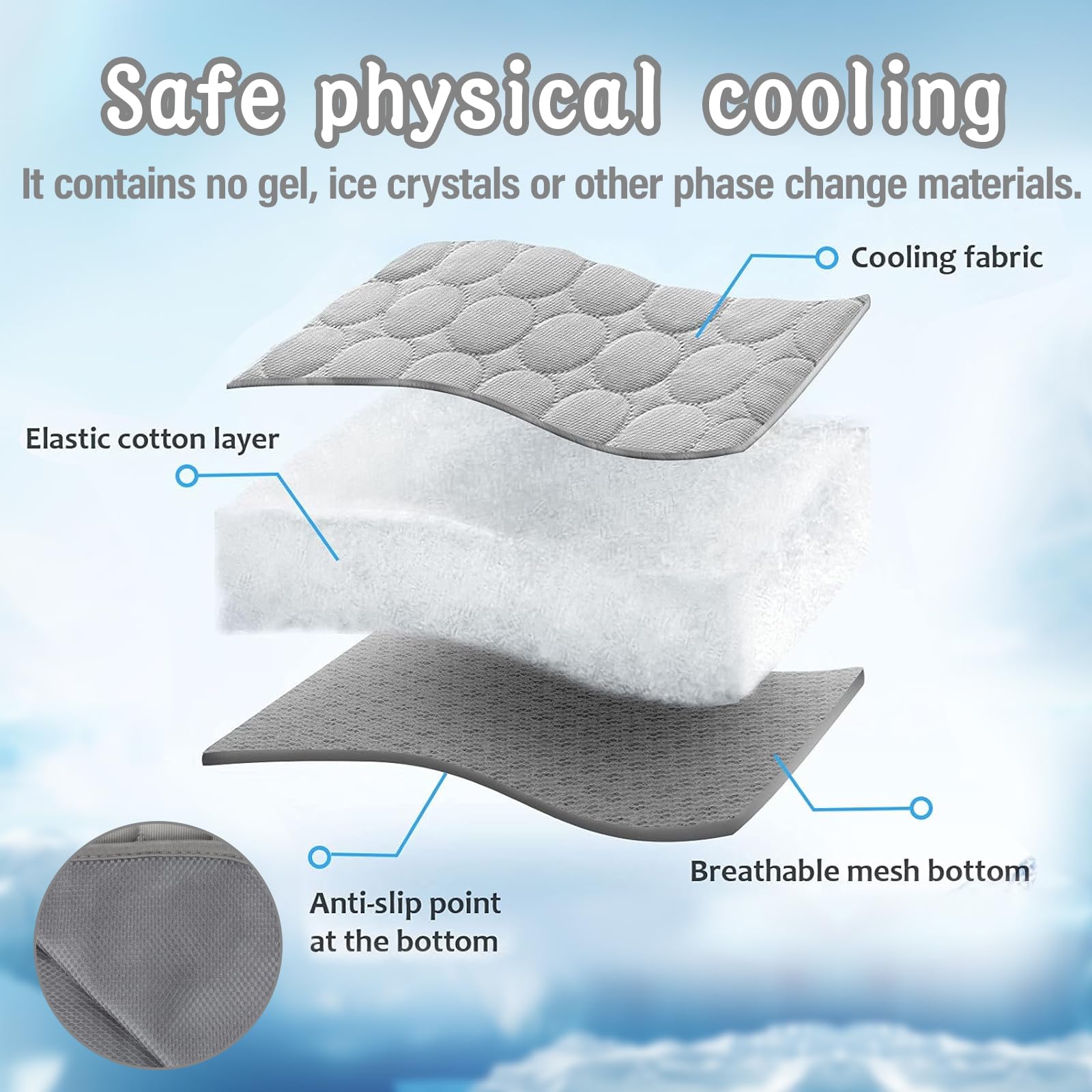 Dog Cooling Mat Self-Cooling 62 x 50 cm Cooling Mat Dog Grey Cooling Mat for Dogs Size M Cooling Mat for Cats Cats Washable Pet Cooling Mat for Home On the Go or in the Car - Image 3